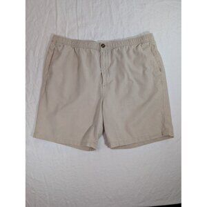 H&M men's size Large regular fit tan linen blend shorts 6" inseam vacation G14